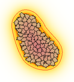 Cell cluster due to chemotaxis towards self-produced chemoattractant.